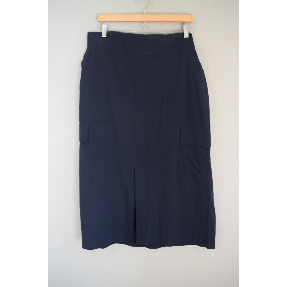 Athleta Brooklyn Heights Cargo Skirt 16 Navy Blue Midi Utility Travel Women New